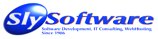SlySoftware :: Software Development + IT Consulting + WebHosting, since 1986 SlySoftware :: Software Development + IT Consulting + WebHosting, since 1986